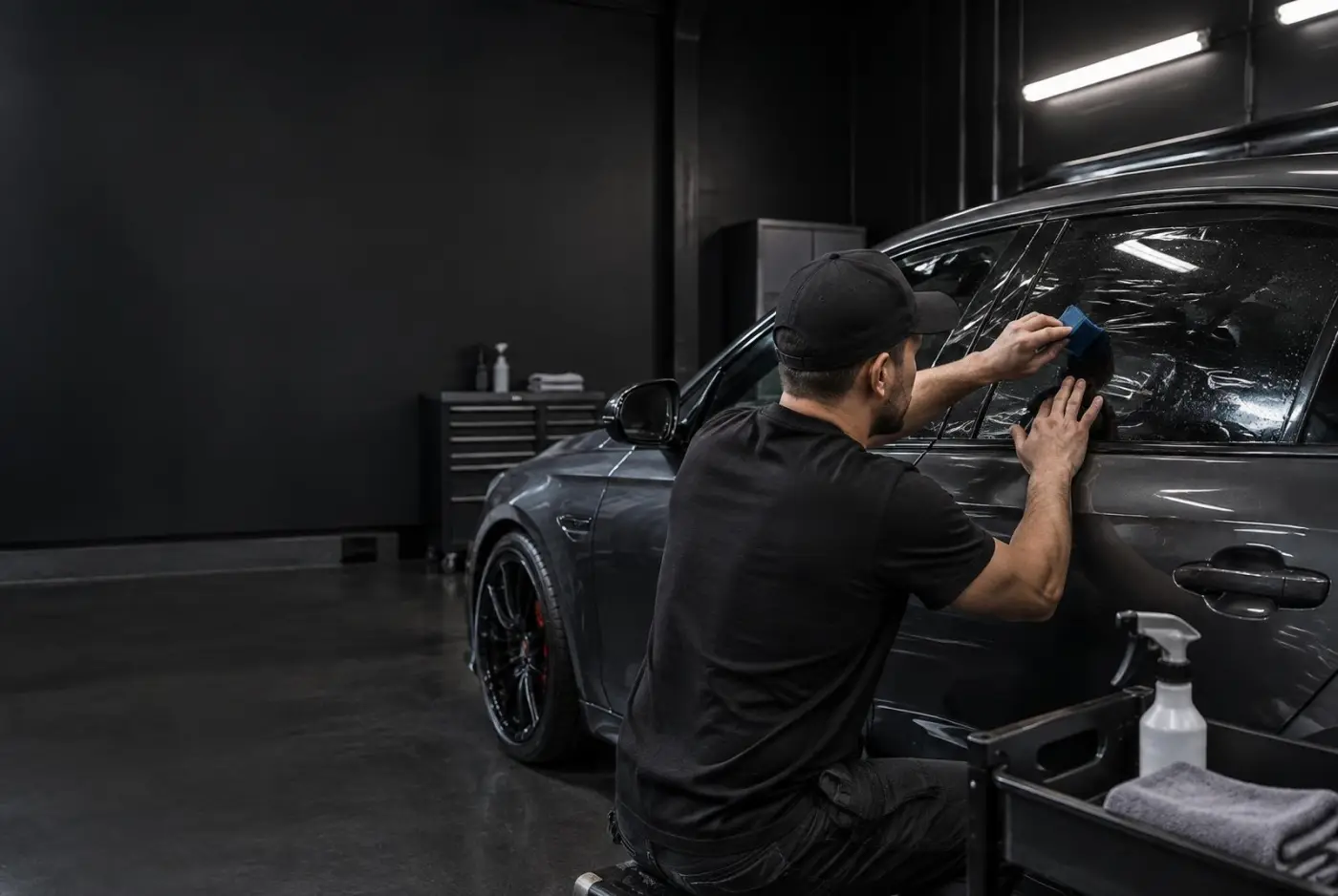 Command Tint Co. installer applying window film